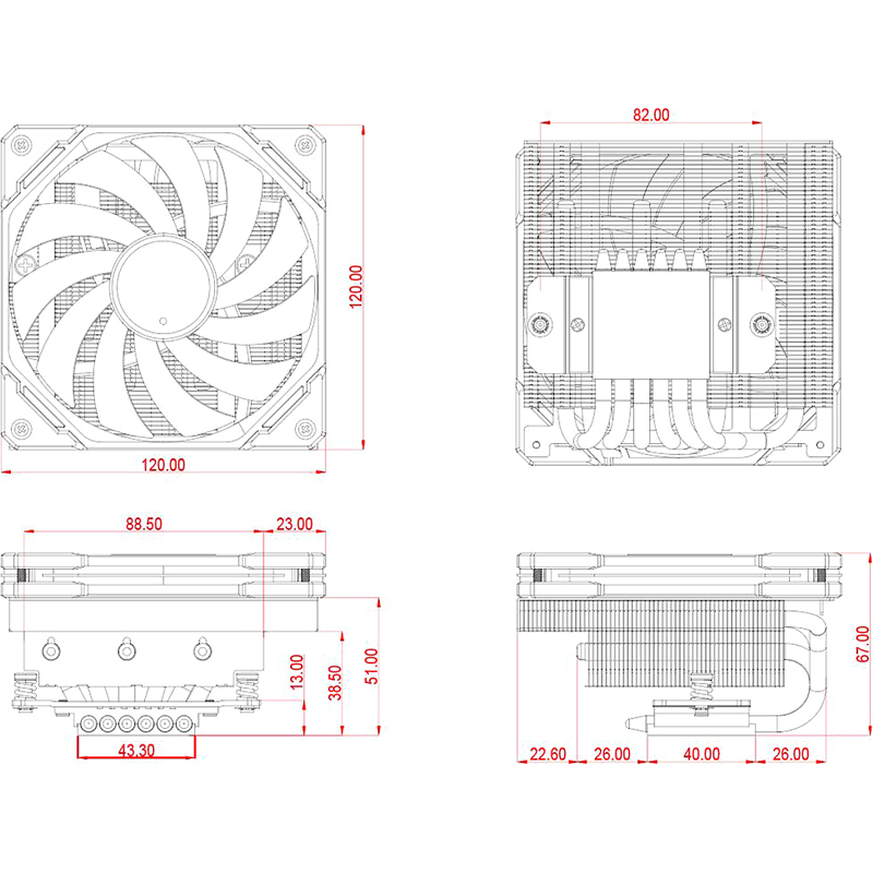Устройство охлаждения(кулер) ID-Cooling IS-67-XT Soc-AM5/AM4/1200/1700/1851 черный 4-pin 16-35dB Al+