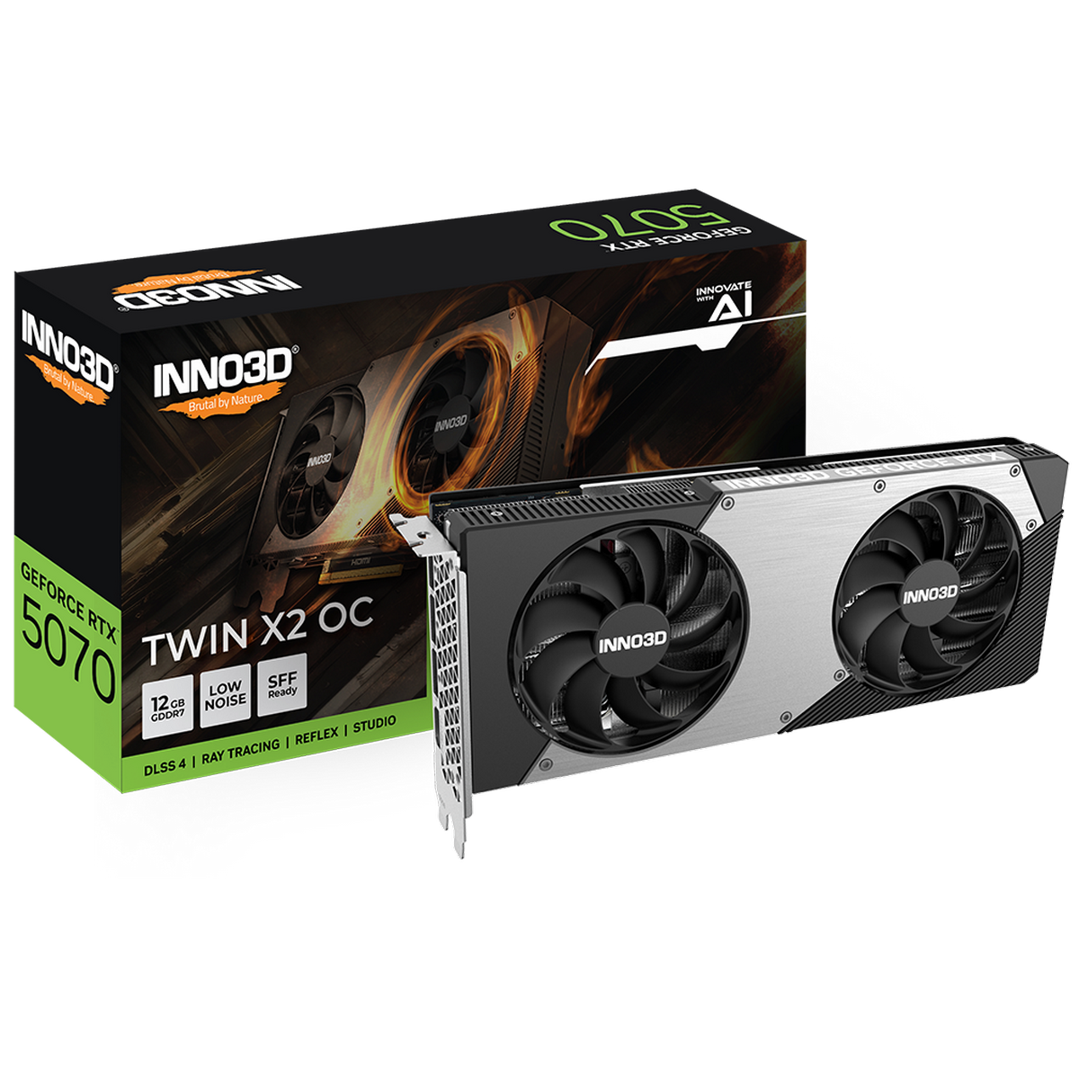 Видеокарта INNO3D RTX 5070 Twin X2 OC//RTX5070, HDMI, DP*3, 12G,D7