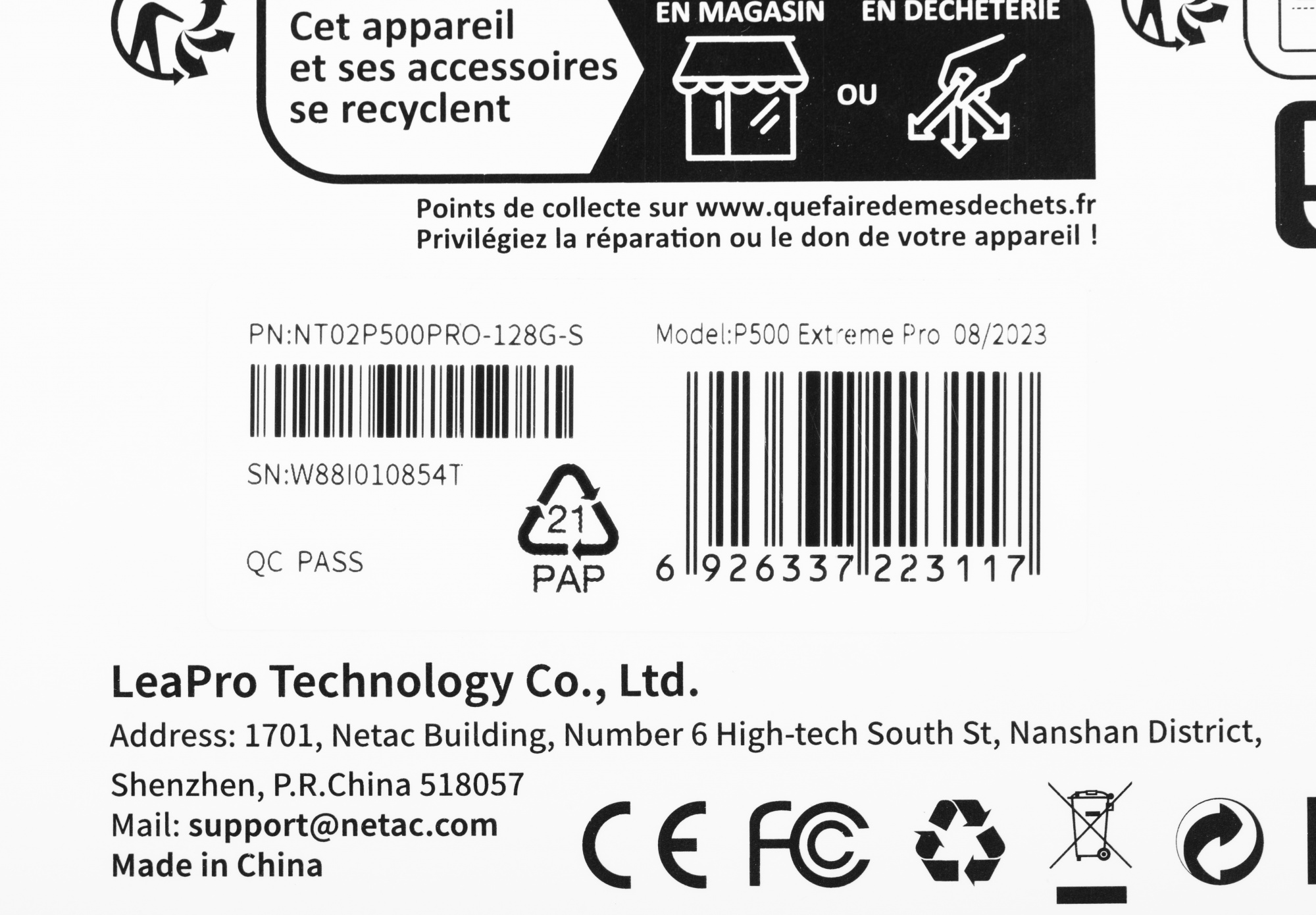 Флеш карта microSDXC 128GB Netac NT02P500PRO-128G-S P500 Extreme Pro A1 w/o adapter