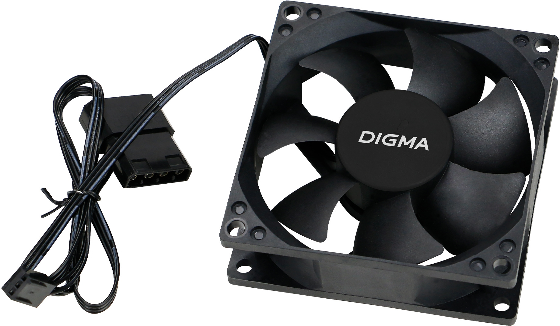 Вентилятор для корпуса Digma DFan-80 80х80x25 черный 3-pin 4-pin (Molex) 23дБ Ret