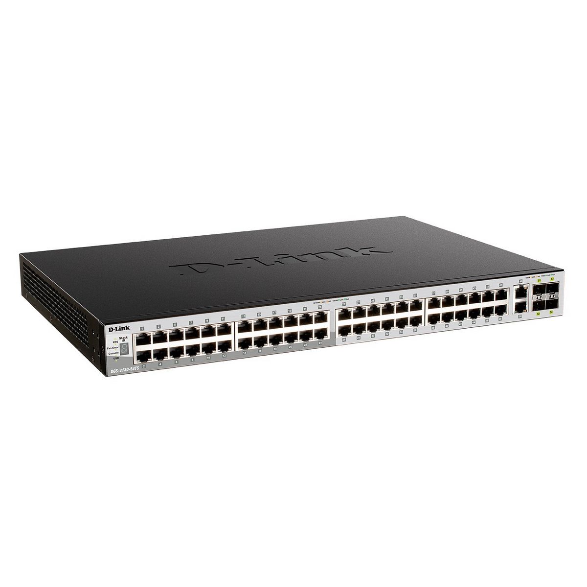 Коммутатор D-Link DGS-3130-54PS/B2A (L3) 48x1Гбит/с 2x10Гбит/с 4SFP+ 48PoE+ 370W управляемый