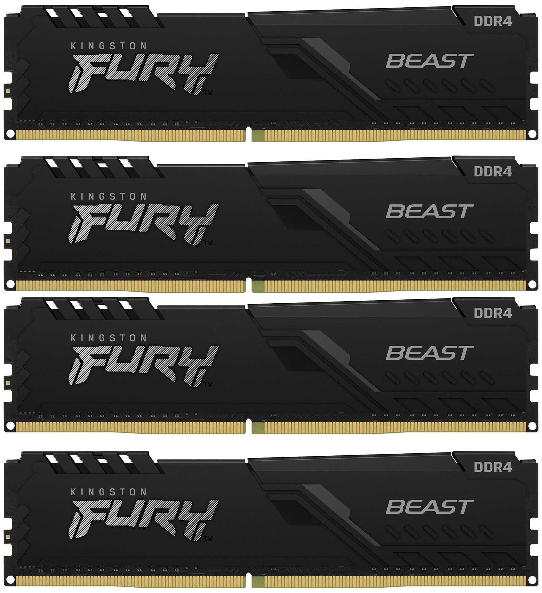 Память DDR4 4x8GB 3200MHz Kingston KF432C16BBK4/32 Fury Beast Black RTL Gaming PC4-25600 CL16 DIMM 2