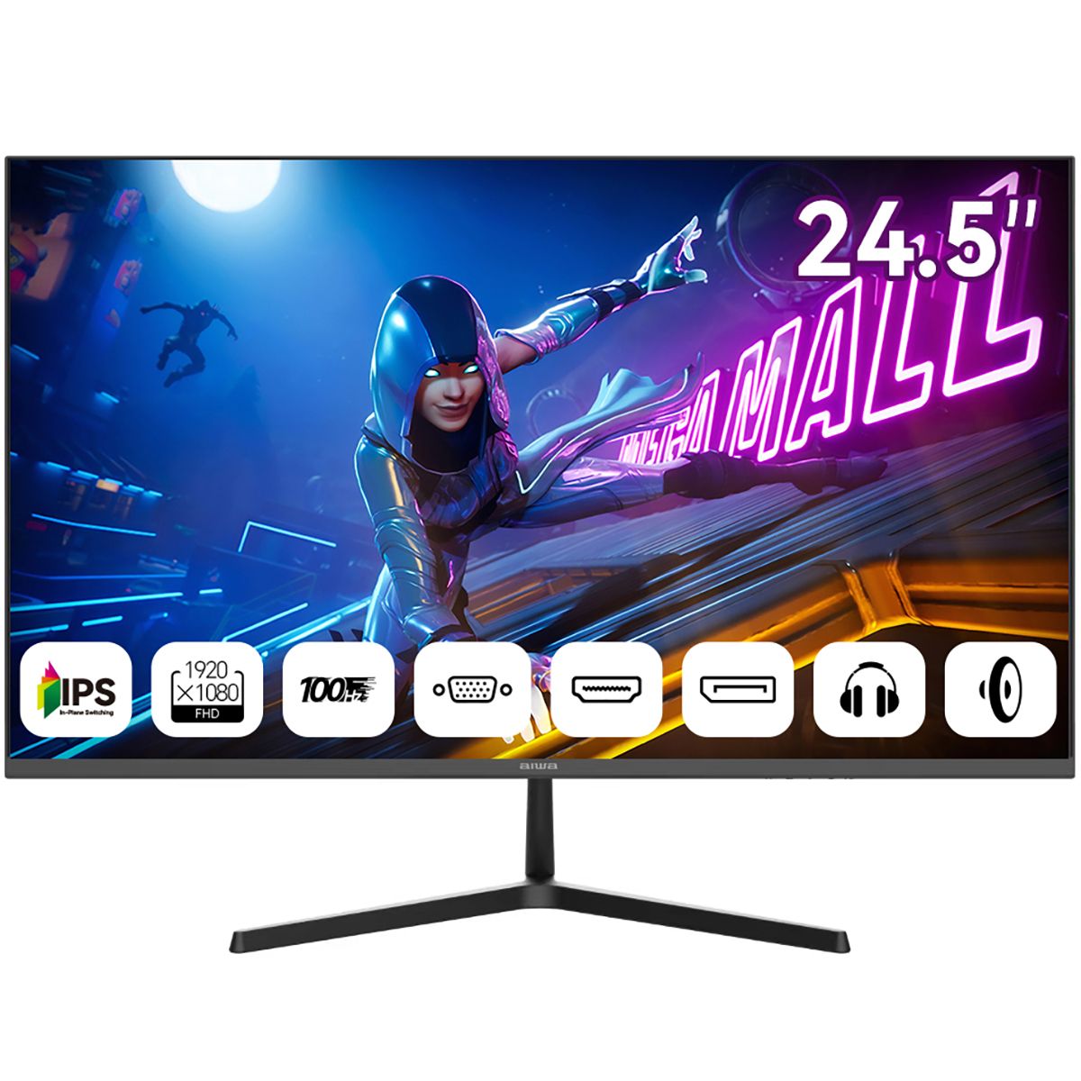 Монитор 24.5" AIWA MD2512  IPS, 1920x1080, 100Hz, 4ms, 300сd/m, 1100:1,  | VGA, HDMI(1.4), DP(1