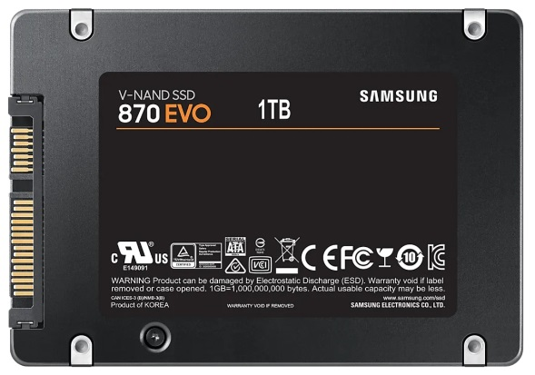 Твердотельный накопитель SSD 2.5" 1Tb (1000GB) Samsung SATA III 870 EVO (R560/W530MB/s) (MZ-77E1T0B/