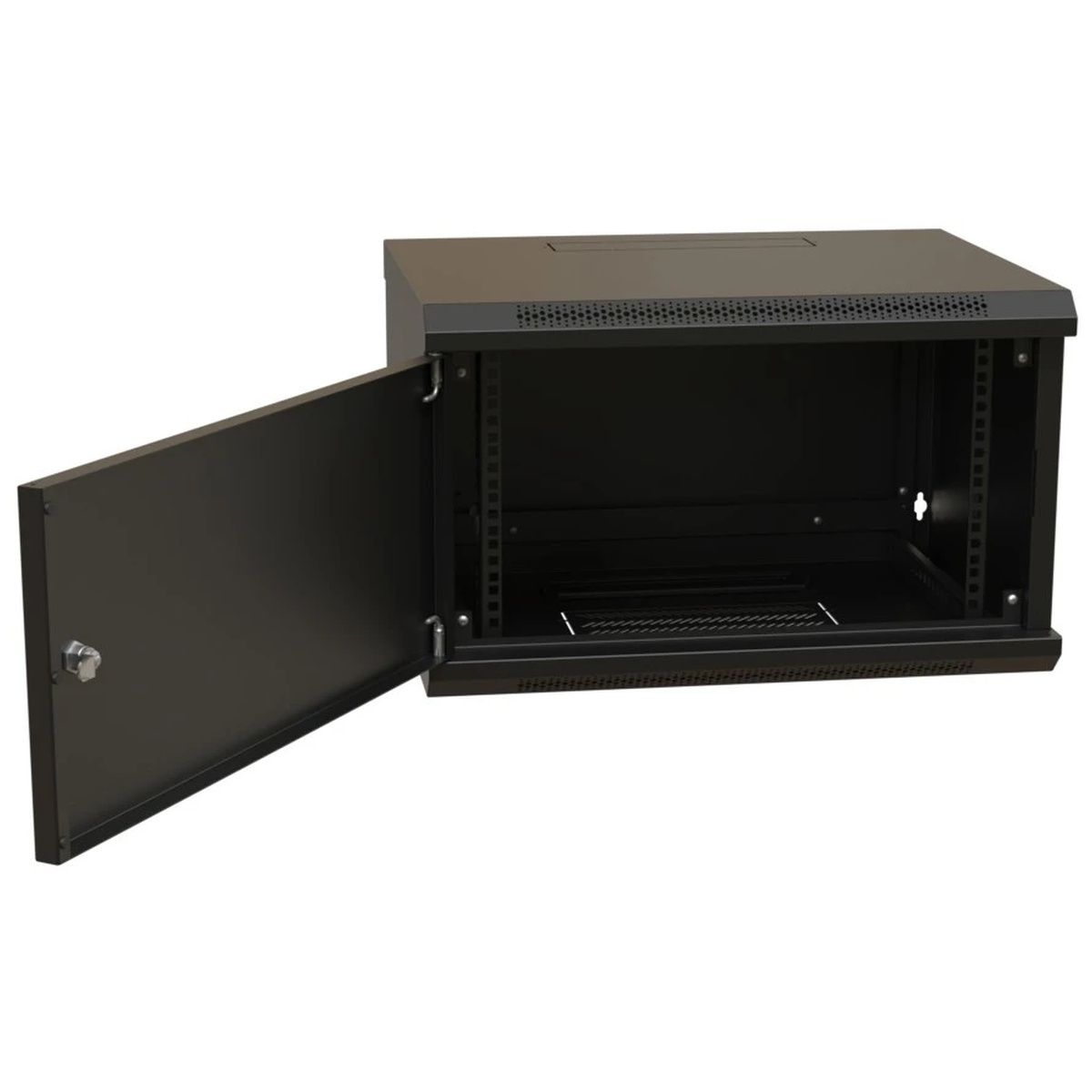 Шкаф коммутационный WRline (WR-TW-0945-SR-RAL9004) настенный 9U 600x450мм пер.дв.металл 2 бок.пан. 6