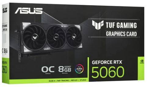 Видеокарта Asus PCI-E 5.0 TUF-RTX5060-O8G-GAMING NVIDIA GeForce RTX 5060 8Gb 128bit GDDR7 2640/28000