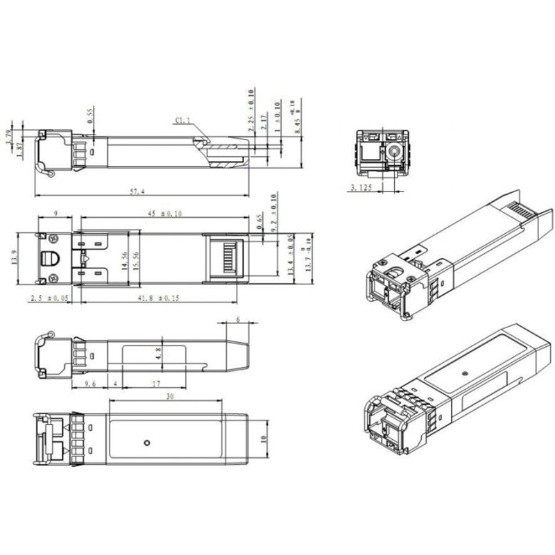 Модуль SFP+ WDM, дальность до 60км (21dB), 1330нм