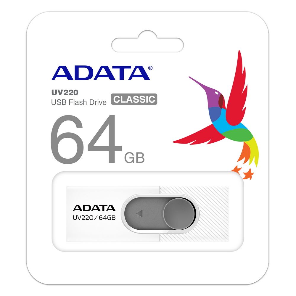 Флеш Диск A-Data 64Gb UV220 AUV220-64G-RWHGY USB2.0 белый/серый