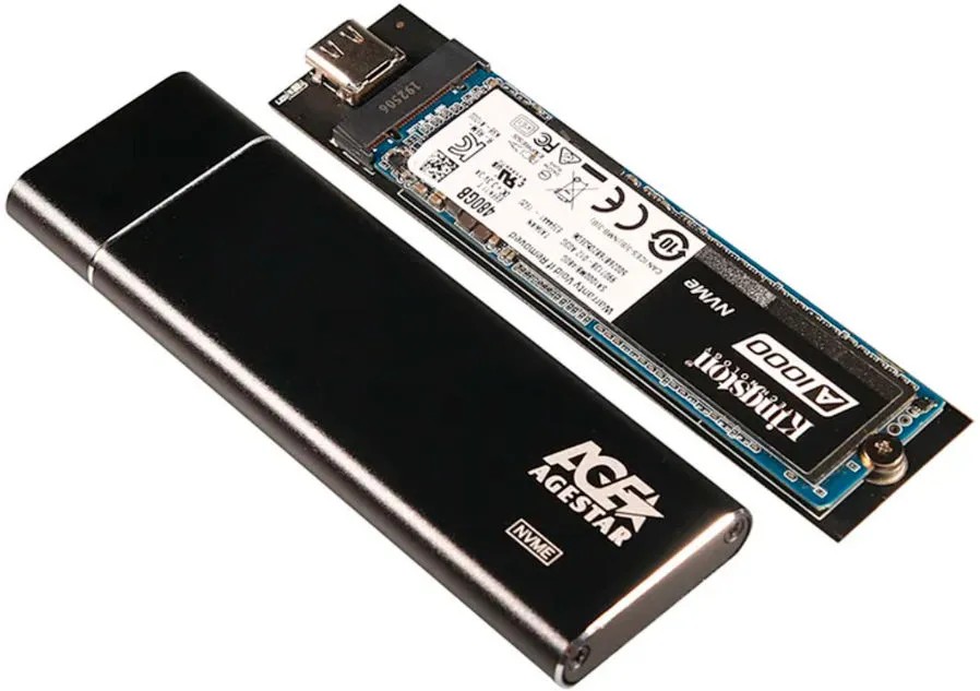 Внешний корпус SSD AgeStar 31UBNV5C NVMe USB3.2 алюминий черный M2 2280 M-key