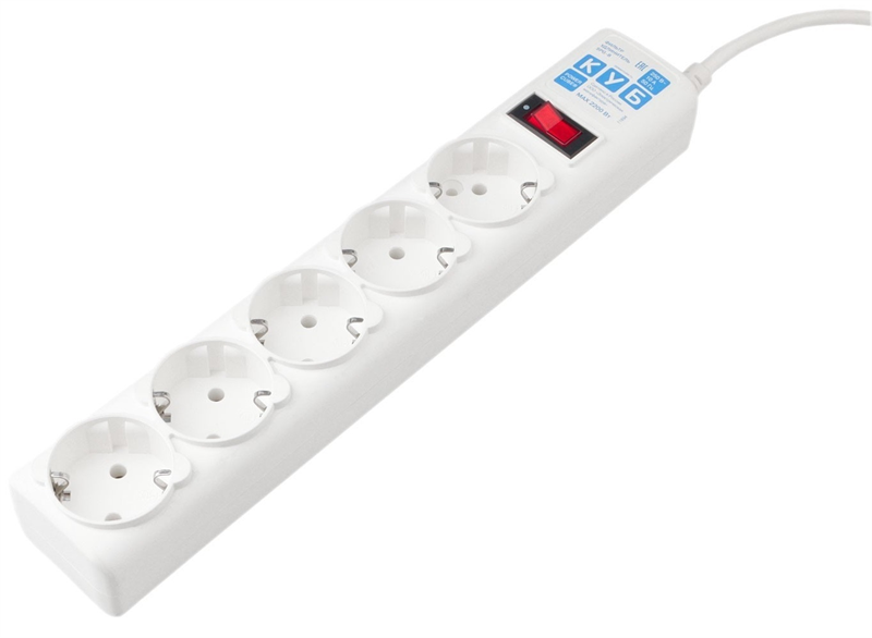 Сетевой фильтр Ф-удлинитель, PC 0,5м 5р, бел. 10А, SPG-B-0,5M-WHITE