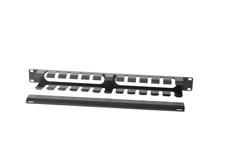 Горизонтальный кабельный органайзер 19" 1U с крышкой, цвет черный