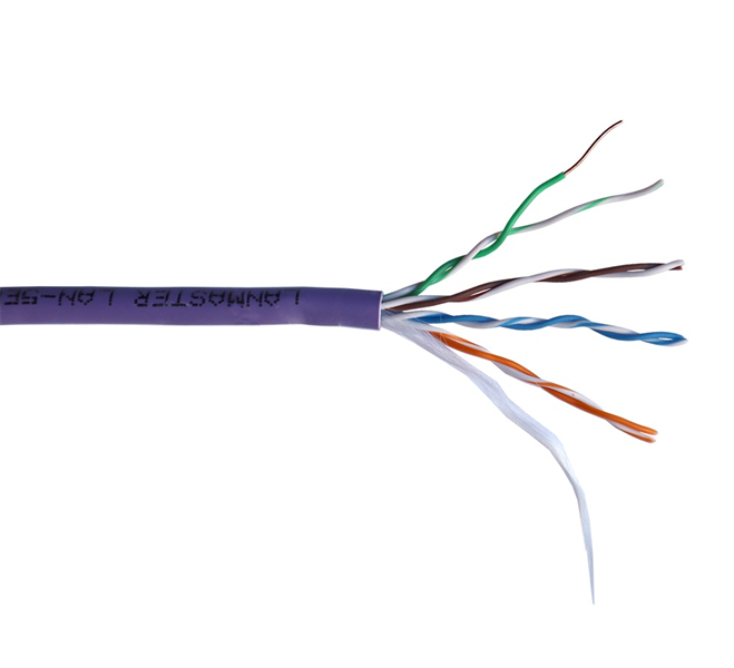 кабель Кабель LANMASTER U/UTP, 4 пары, Кат. 5E, 350 МГц, LSZH, нг(А)-HF, фиолетовый, 305 м