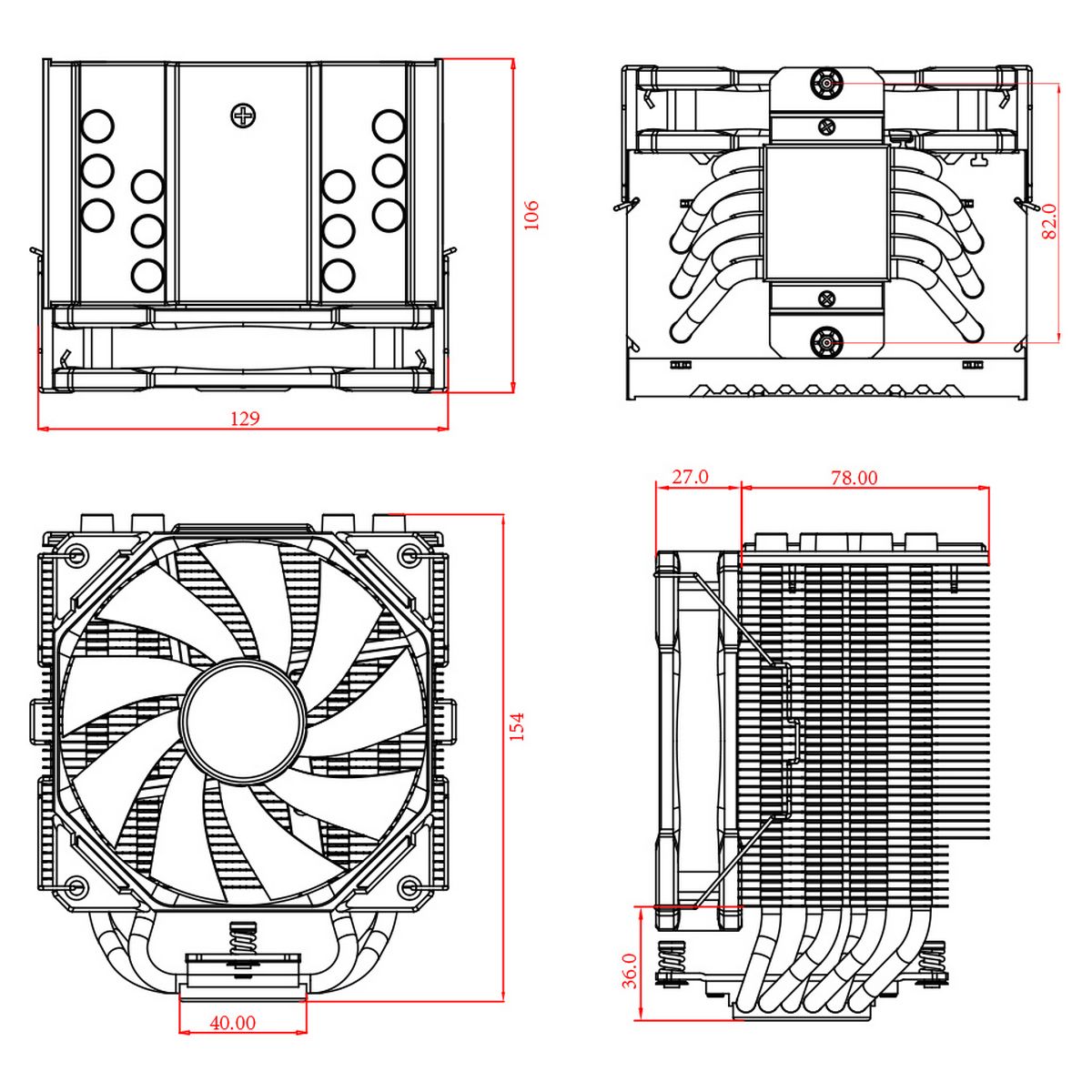 Устройство охлаждения(кулер) ID-Cooling SE-226-XT Soc-AM5/AM4/1200/1700/1851 черный 4-pin 15-35dB Al