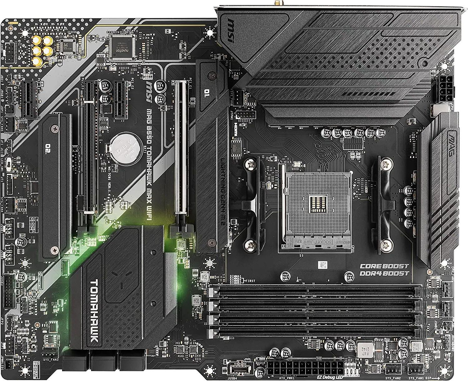 Материнская плата MSI MAG B550 TOMAHAWK MAX WIFI Soc-AM4 AMD B550 4xDDR4 ATX AC`97 8ch(7.1) 2.5Gg RA