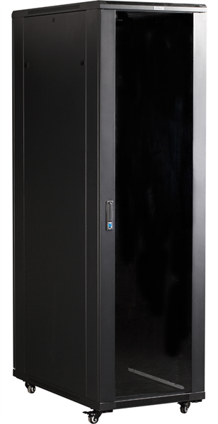 Шкаф Шкаф 19" Business, 37U 600x800, черный, передняя дверь стекло, задняя дверь распашная металл