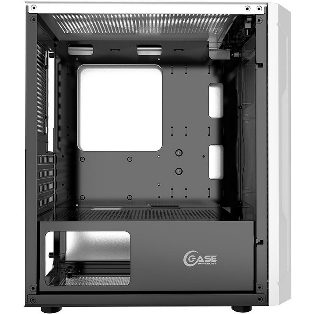 Корпус Powercase Mistral Micro Z3W Mesh LED, Tempered Glass, 2x 140mm + 1х 120mm 5-color fan, белый,