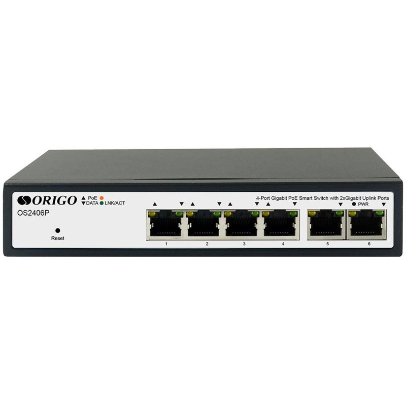 Коммутатор Origo OS2406P/60W OS2406P/60W/A1A (L2) 6x1Гбит/с 4PoE 60W настраиваемый