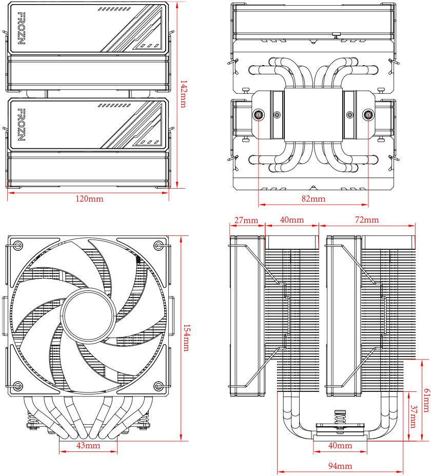 Устройство охлаждения(кулер) ID-Cooling Frozn A620 ARGB Soc-AM5/AM4/1200/1700/1851 черный 4-pin 29.9