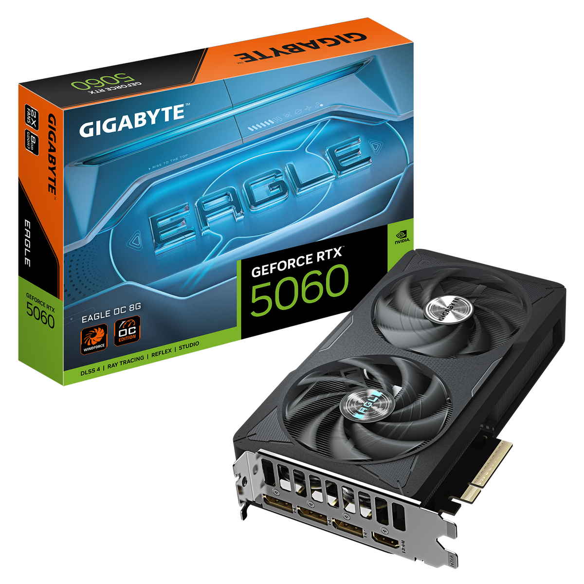 Видеокарта Gigabyte PCI-E 5.0 GV-N5060EAGLE OC-8GD 1.0 NVIDIA GeForce RTX 5060 8Gb 128bit GDDR7 2497