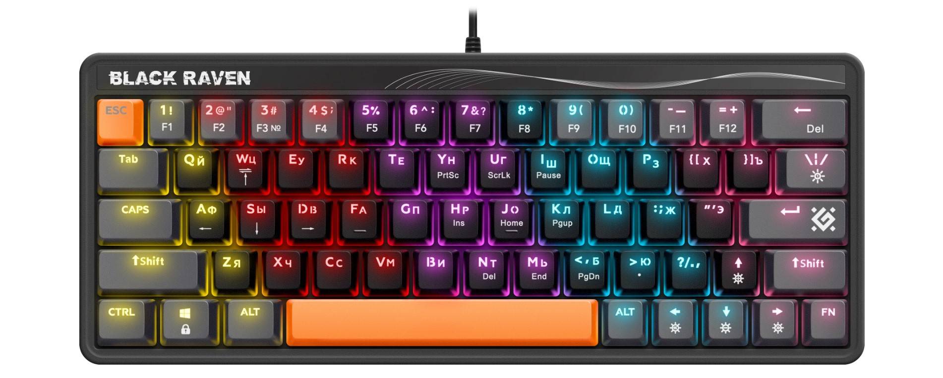 Клавиатура Defender Black Raven GK-417 механическая черный USB Multimedia for gamer LED (45414)