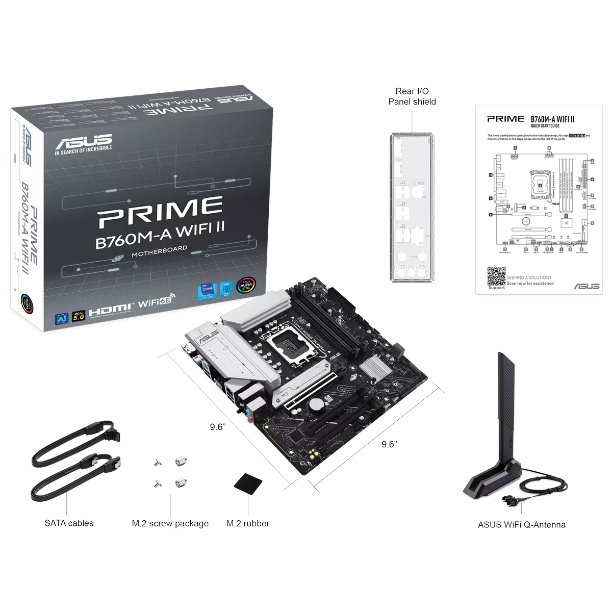 Материнская плата Asus PRIME B760M-A WIFI II Soc-1700 Intel B760 4xDDR5 mATX AC`97 8ch(7.1) 2.5Gg RA