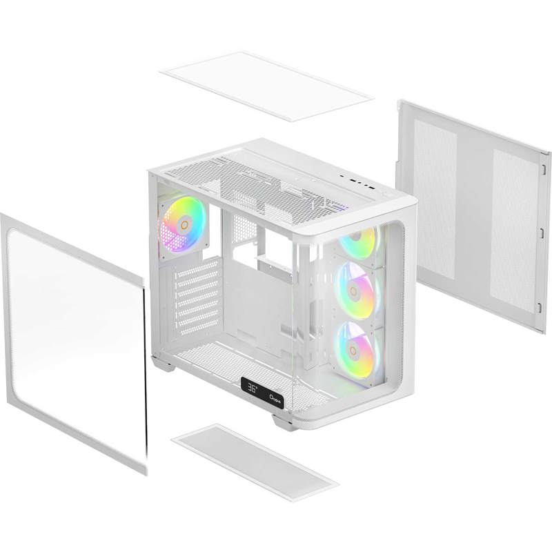 Корпус Ocypus Iota C70 Curve WH ARGB, Midi-Tower, TG, 4x120mm ARGB, 2xUSB-A 3.0 + 1xUSB-C 3.1, ATX, 