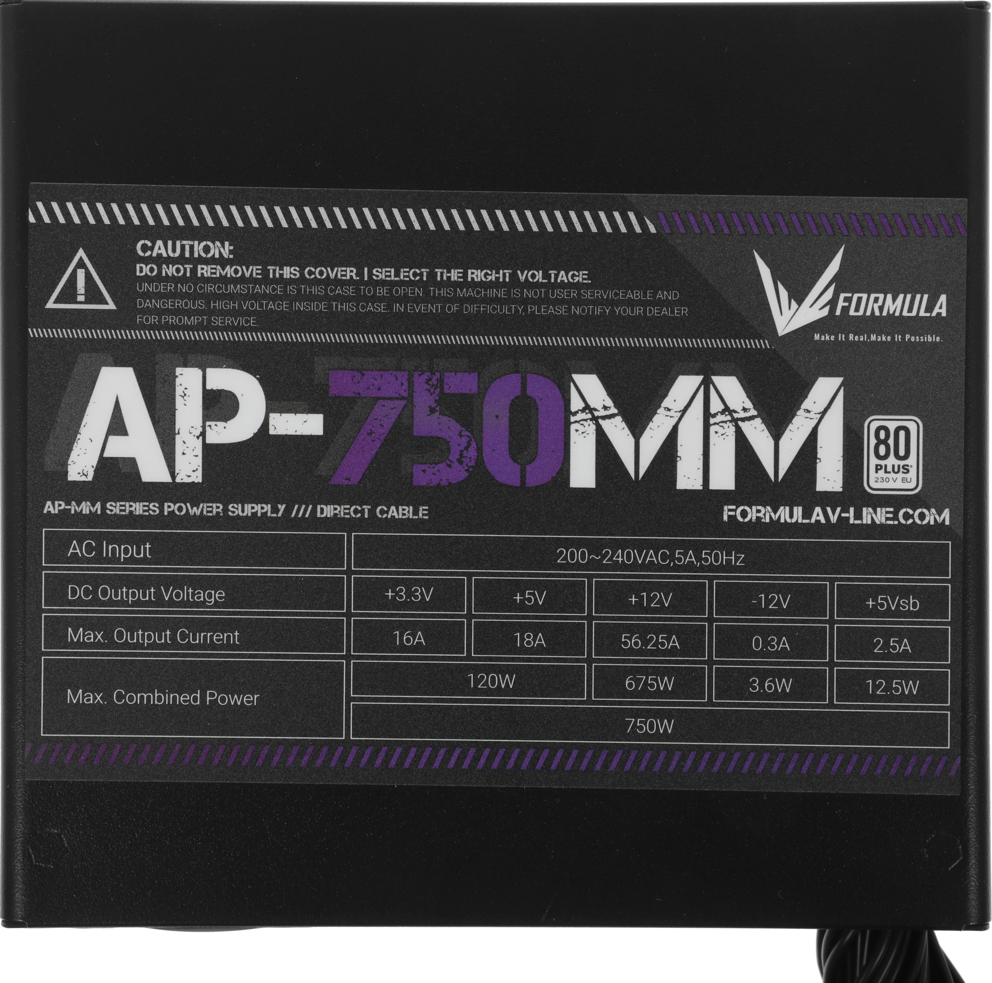 Блок питания Formula ATX 750W AP-750ММ 80 PLUS WHITE (20+4pin) APFC 120mm fan 6xSATA RTL